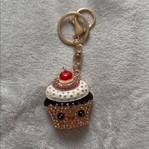 Cupcake Keychain with Gold Accents
